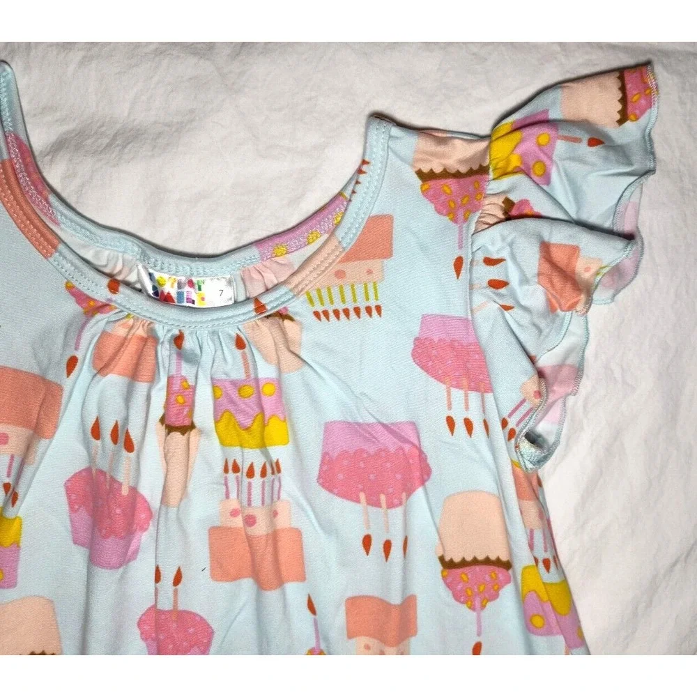 Dot Smile Girls Sz 5 6 Blue Birthday Cupcake Swing Dress Light‎ Blue NWT